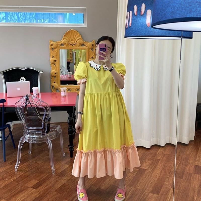 

Plus Size Dresses RUGOD Color Patchwork Summer Woman Dress O Neck Pullover Casual Holiday For Women Short Sleeves Long Vestidos 2021, Black