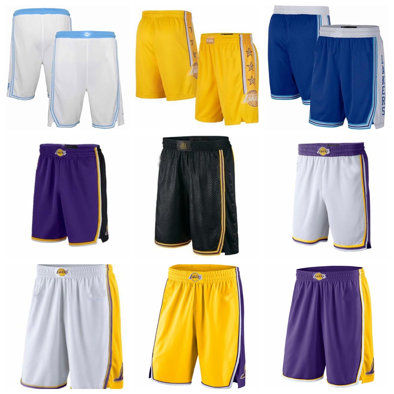 

basketball Shorts men Los Angeles Lakers Swingman hot's press custom Shorts, Black