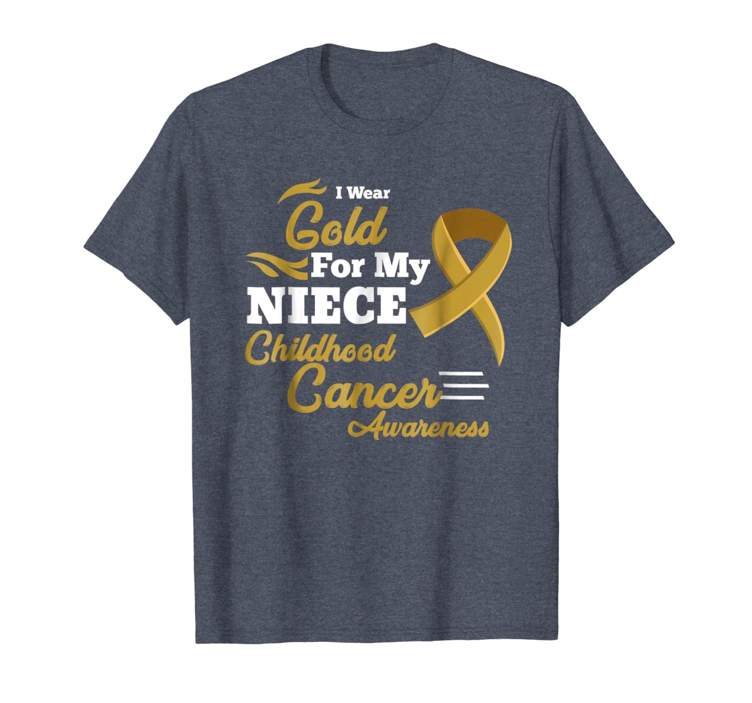 

i wear gold for my niece childhood cancer awareness shirt, White;black
