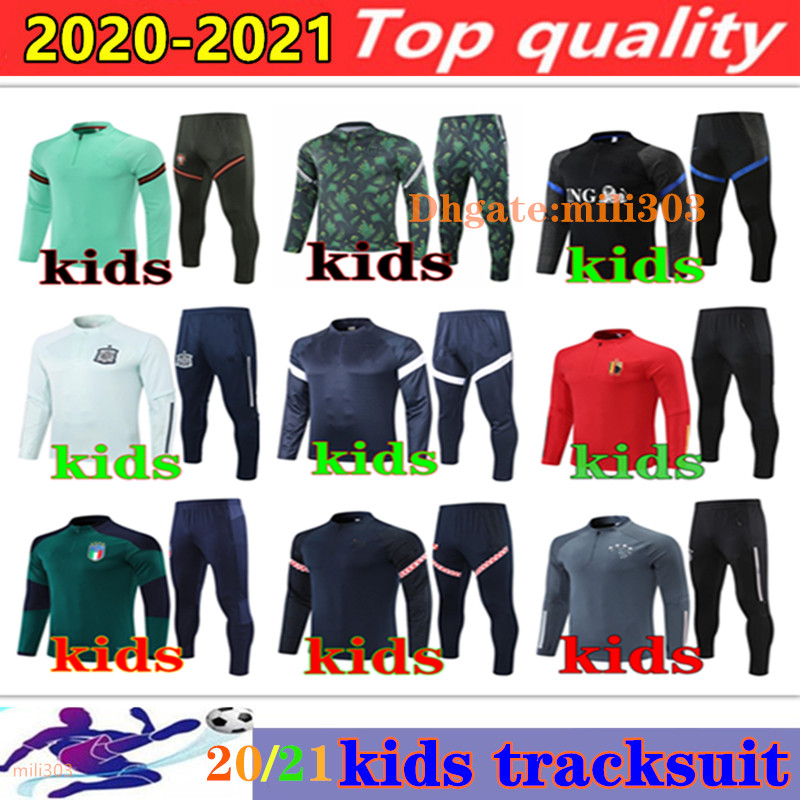 

2021 National Team France kids tracksuit Survetement 20 21 Germany Italy Spain Argentina Algeria boys football training suit sportswear Jogging, Black