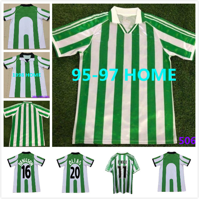 

1997 1998 1995 Real Betis retro home JARNI soccer jerseys 95 97 98 Match Worn Menendez RIOS 21 FINIDI 11 green Football shirt, Black;yellow