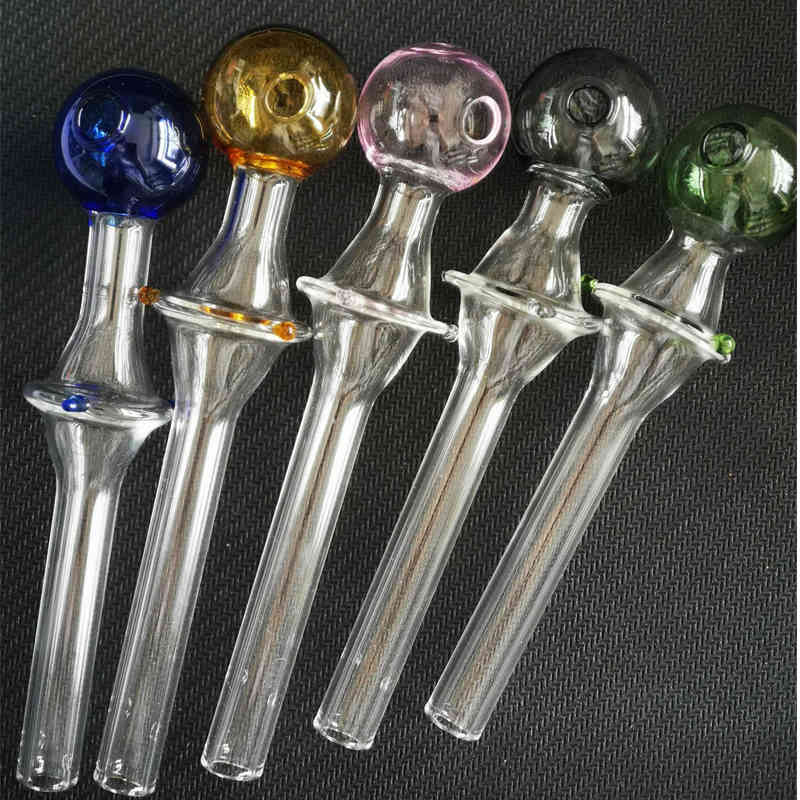 

Smoking pipes Cigarette Tube Handcraft Pyrex Glass Oil Burner Pipe Mini Smoking Hand Pipes Colorful with Three Dots straight type