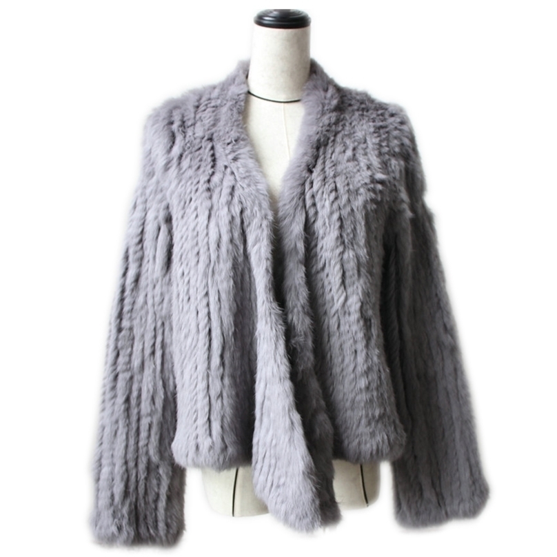 

Winter Autumn Women Real Fur Coat Female Knitted Rabbit Coats Jacket Casual Thick Warm Fashion Slim Overcoat Clothing 211022