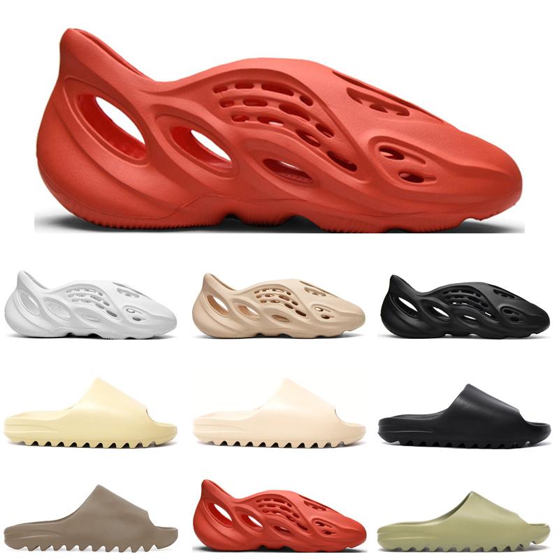 

Kanye Top Quality Men Women Slippers Slides Slide Desert Sand Bone Enflame Orange Glow Green Earth Brown Core Navy Blue Triple Black Mens Ldies Sandals 36~45, Additional payment for doubble box