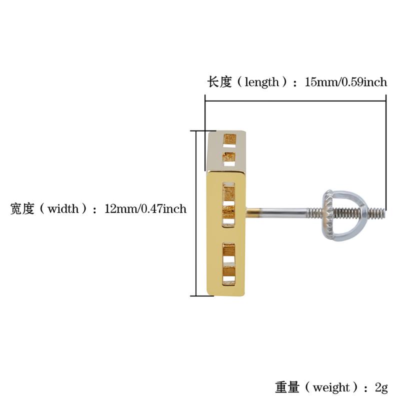 Stud Euro-Hip Hop Square Segmented Earrings Set With Zircon For Men And Women Hipster-image-700144223