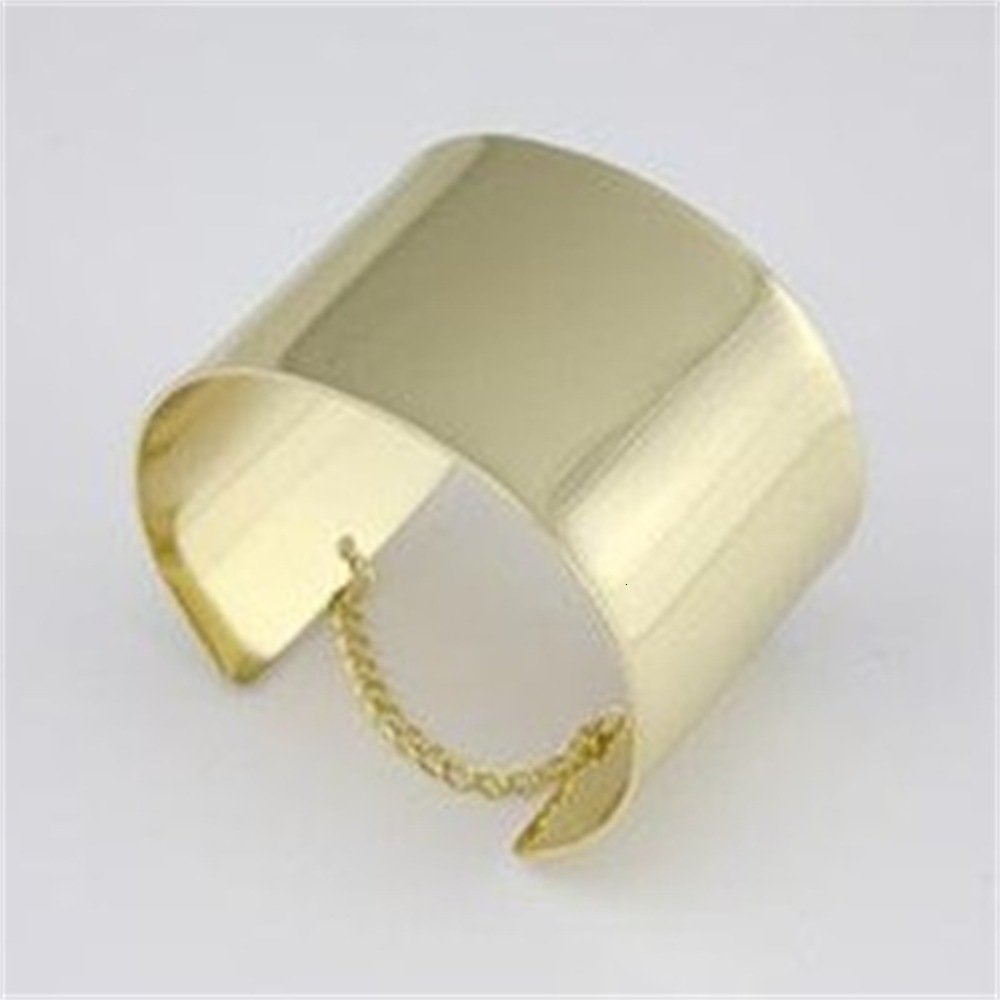 

Hand catenary Sl0042 metal mirror Bracelet Chain exaggerated punk iron smooth surface bracelet ring accessories, Golden;silver