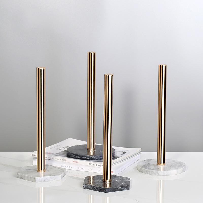 

Nordic Retro Style Natural Marble Gold-plated Kitchen Paper Towel Holder Roll Desktop Accessories Storage Shelf Tissue Boxes & Napkins