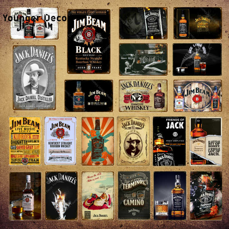 

Jim Black Beer Jennessee Whiskey Metal Signs Vintage Wall Sticker For Bar Pub Club Man Cave Decorative Plates Tin Poster YI-067