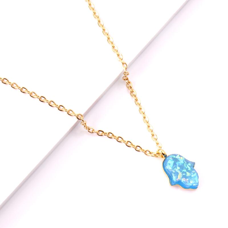

Pendant Necklaces LUXUKISSKIDS Hand Hamsa Pendants Women Gold/steel Stainless Steel Link Chains Choker Necklace Collares Collier Friend