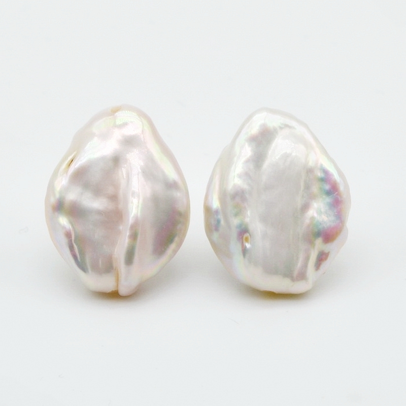 

Womens pearl earrings oversized white natural baroque pearls 925 silver ladies gift, Golden