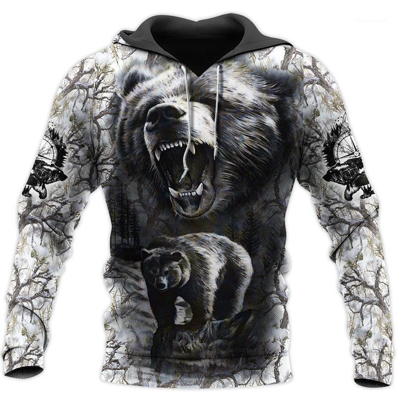 

Men' Hoodies & Sweatshirts Autumn Fashion Hoodie Bear Pattern 3D Full Print Zipper Unisex Street Harajuku Casual Sweatshirt