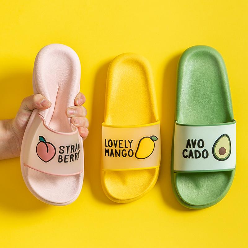 

Women Shoes Summer Fruit Indoor Bath Slippers Slides Non Slip Outdoor Beach Sandals Flip Flops For Couple, Black