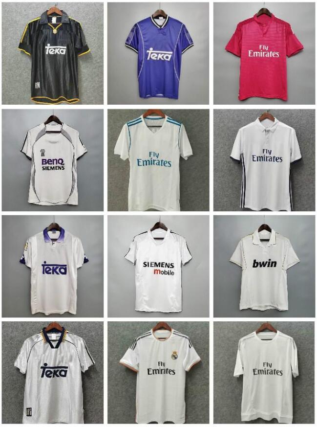 

#7 Raul #9 Ronaldo #23 Beckham Retro 06 07 Real Madrid Soccer Jersey Vintage 2006 2007 Football Shirt Marcelo Higuain, Black