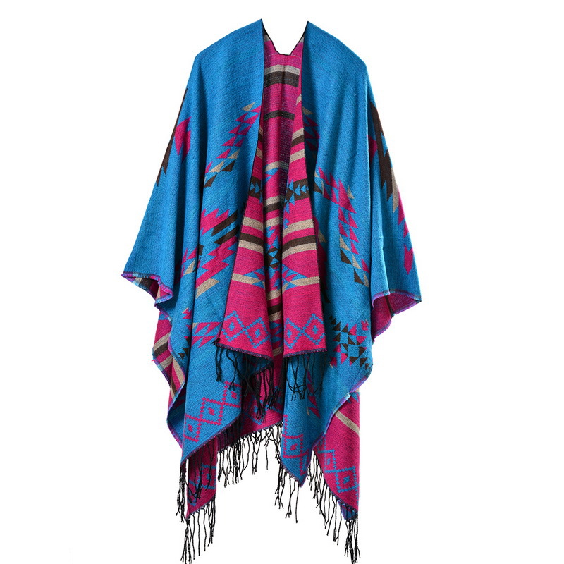 

New Fashion Ethnic Shawls Imitation Cashmere Pashmina 2018 Brand New Fashion Lady High Quality Geometric Rhombus National Scarves & Wraps