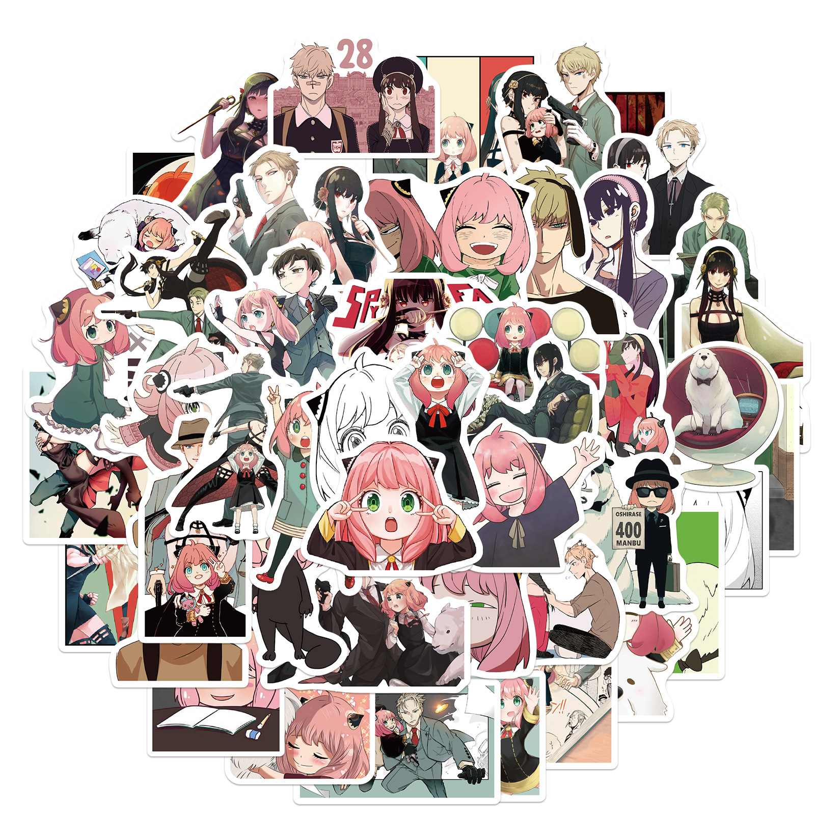 

50 PCS Mixed Anime SPY FAMILY Graffiti skateboard Stickers For Car Laptop Fridge Helmet Pad Bicycle Bike Motorcycle PS4 book Guitar Pvc Decal, Multi colors