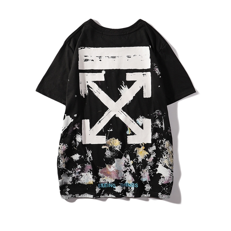 

Fashion t Shirt Men's T-shirt Short Sleeve Chao Brand Off Shyle White Summer Couple Casual Splash Ink Arrshyle Round Neck 0qk5 Oxqm 1p, White;black