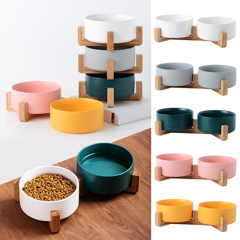 

Cat Bowls & Feeders Double Pet Bowl Dog Water Feeder Accessories Durable Multicolor Optional Ceramic And Feeding Supplies