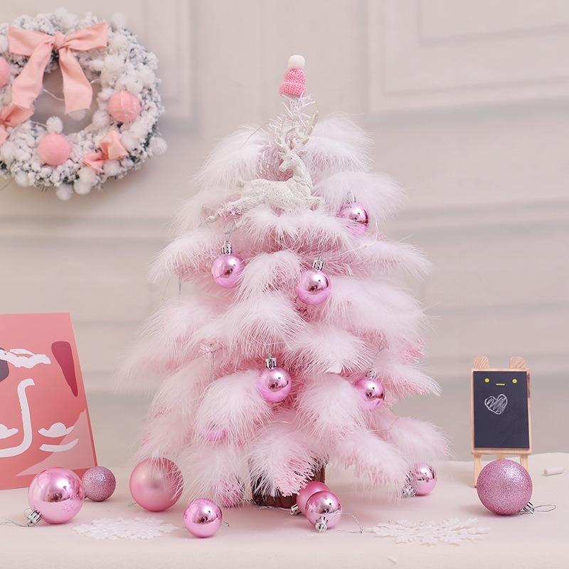 

Christmas Decorations Mini Tree Feather Girl DIY Gift For Home 45cm / 60cm Pink Blue Package