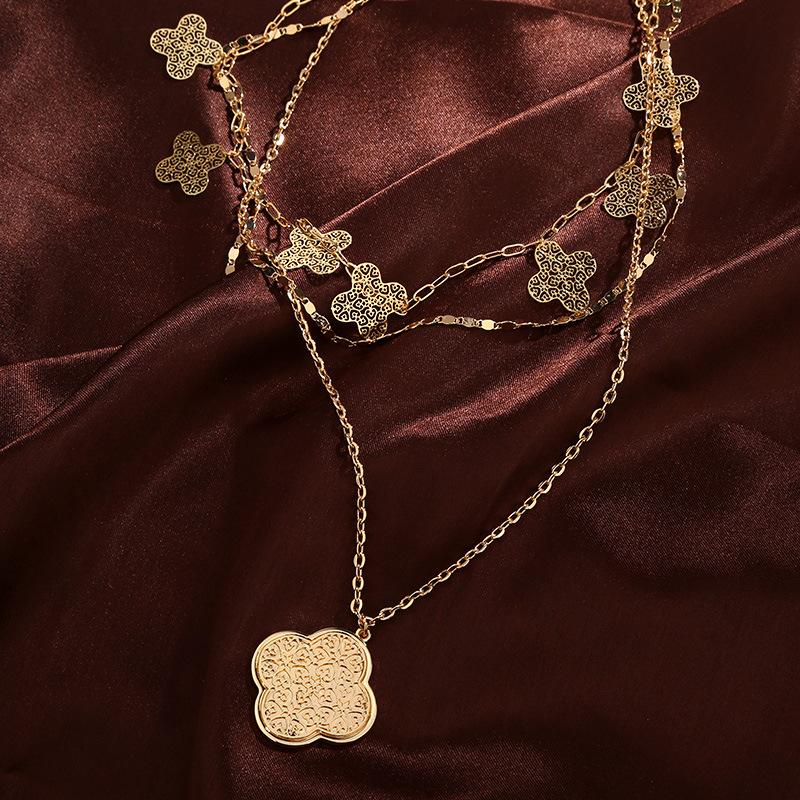 

Chains Spring And Summer Accessories European American Ins Wind Four-leaf Clover Multi-layer Necklace Women's Fashion All-match, Silver