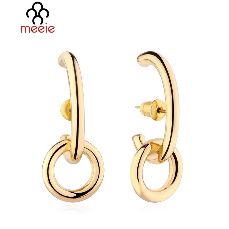 Stud MEEIE Simple Geometric Circle Earrings Fashion Jewelry Gold Color Anti Allergy Earings For Women Ear Brincos-image-702858653