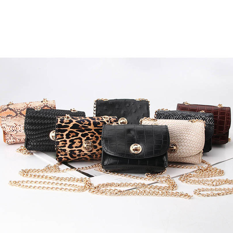 

Teenage Girls Handbags Kids Bags Children Accessories Mini Chain One Shoulder Belt Decorated Leopard Purse Messenger Bag Fashion Purses B7201, Mixed color