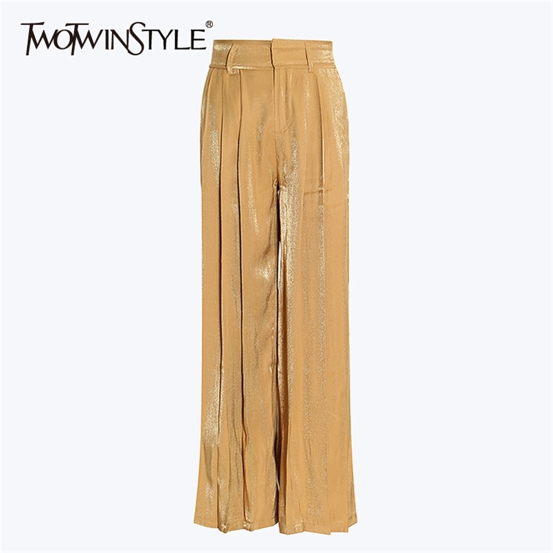 

White Casual Trousers For Women High Waist Large Size Loose Straight Pants Female Spring Fashion Clothing 210521, Brickred