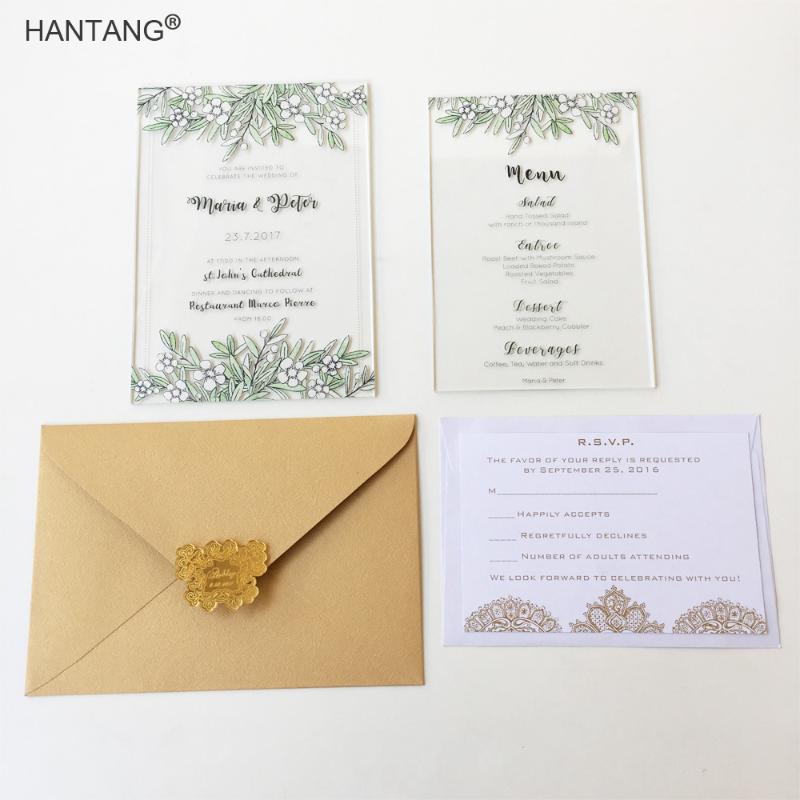 

Greeting Cards Beautiful Watercolor Wedding Invitation Set,Calligraphy Invite,Printable Flowers Invitations 100 Sets Per Lot