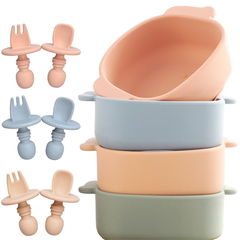 born Accessories Children's Tableware Feeding Food Plates Dishes For Snacks Baby Spoon Fork Feeder Shower Gifts 211026-image-735206038