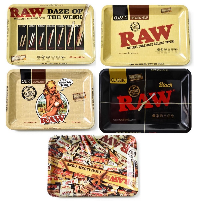 

RAW Cartoon Rolling metal Smoking Tray 180*125*15mm Cigarette Trays Hand Roller Smokings Accessories Tobacco Grinder Tools