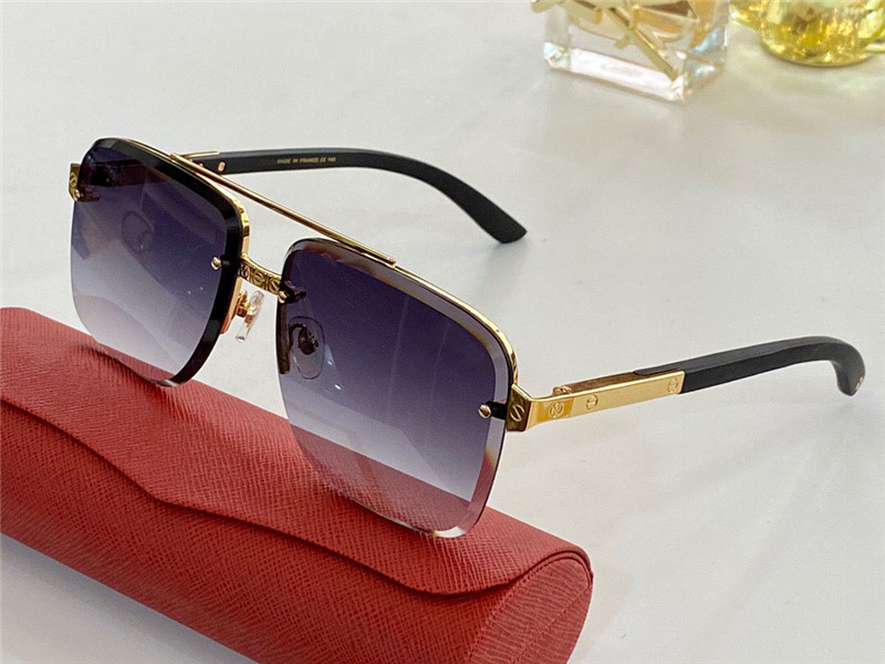 

New fashion sunglasses 820098 square simple half frame wooden leg design glasses top quality summer protection style uv 400 lens, White;black