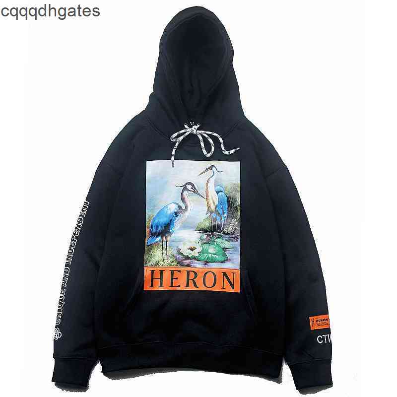 

Prestons Heron 18fw Deng Ziqi's same crane Hoodie loose Hoodie for men and women HP 1 TLYX, Black