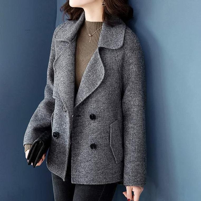 

Women's Jackets Woolen Coat Year Autumn And Winter 2021 British Style Retro Thick Mid-length Trend, Black;brown