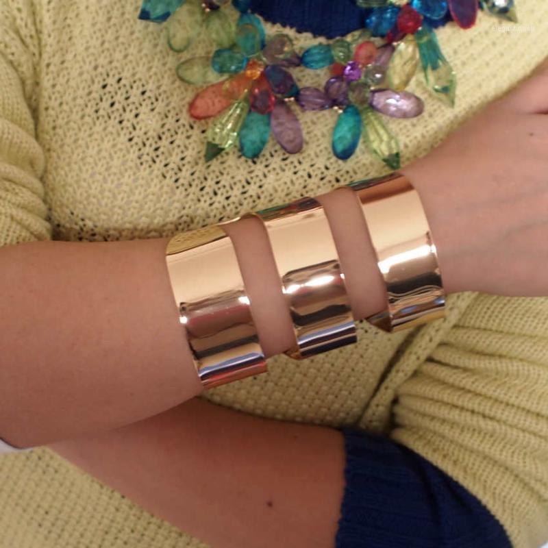 

2021 Punk Metal Accessories Jewelry Fashion Gold & Silver Color Wide Alloy Opened Cuff Bangles Bracelets For Women Dress1
