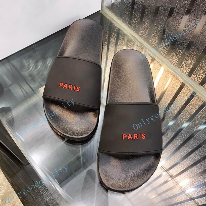 

Paris Women Slippers Mens sandals Sport Beach Slides Top Quality Comfort Casual fashion indoor shoes Large With Box 35-45, Black