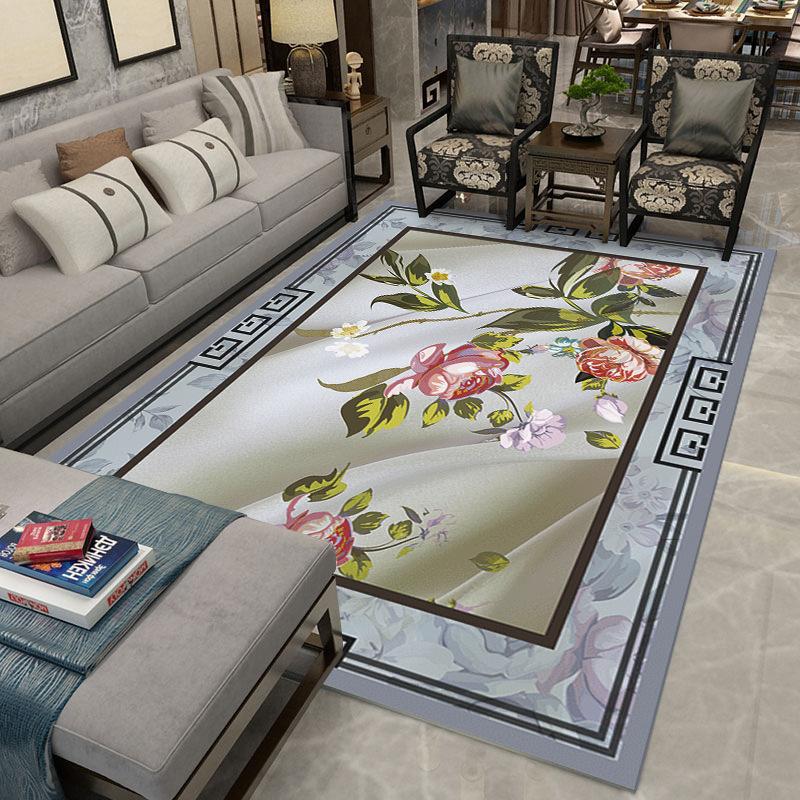 

Carpets Chinese Style Landscape Carpet Living Room Household Bedroom Large Area Rug Flower Printed Bedside Non-slip Mat Modern