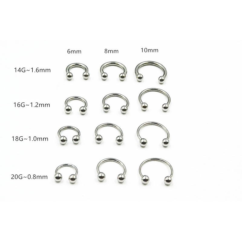 

LOT50pcs Body Jewelry - 20g 18g 16g 14g Surgical Steel Ear/Nose/ Lip Labret Rings Nose Ear Daith Helix Piercing CBR Horseshoes
