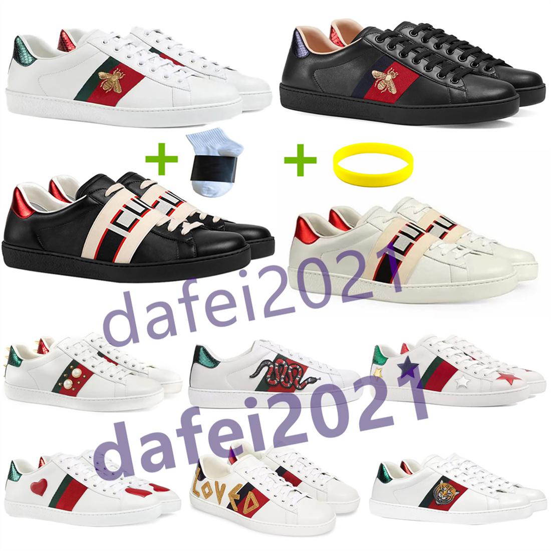 

Men Italy Bee Casual Shoes Women Fashion Leather Shoe Embroidered Green Red Stripe Tiger Snake Couples Trainers Des Chaussures, Shoelaces