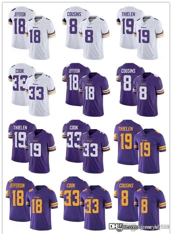 

Men Women Youth Minnesota Vikings 19 Adam Thielen 8 Kirk Cousins 18 Justin Jefferson 33 Dalvin Cook Football Jerseys, Black;red