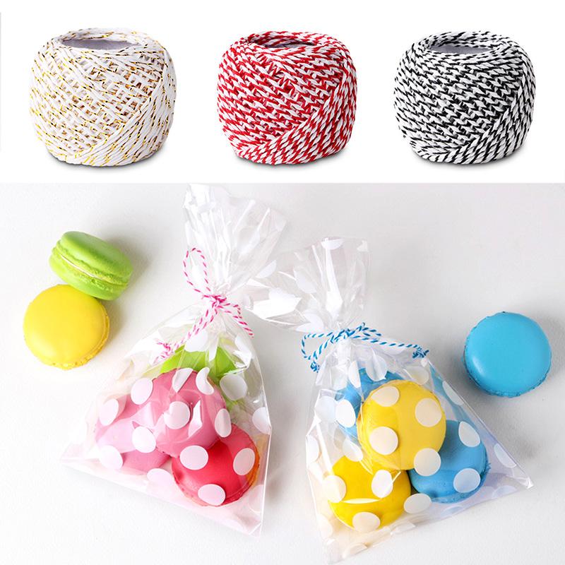 

Gift Wrap 18m/Roll Packaging Decorative Rope 3-Strand Cotton Double Color DIY Toy Bread