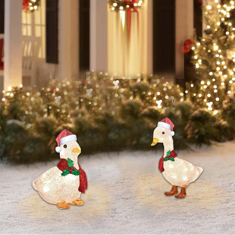

Christmas Decorations 2pc Decoration Scarf Lights Outdoor Figure Set Of 1 LED Iron Ducklings Garden Light-Up Holiday Decor Navidad