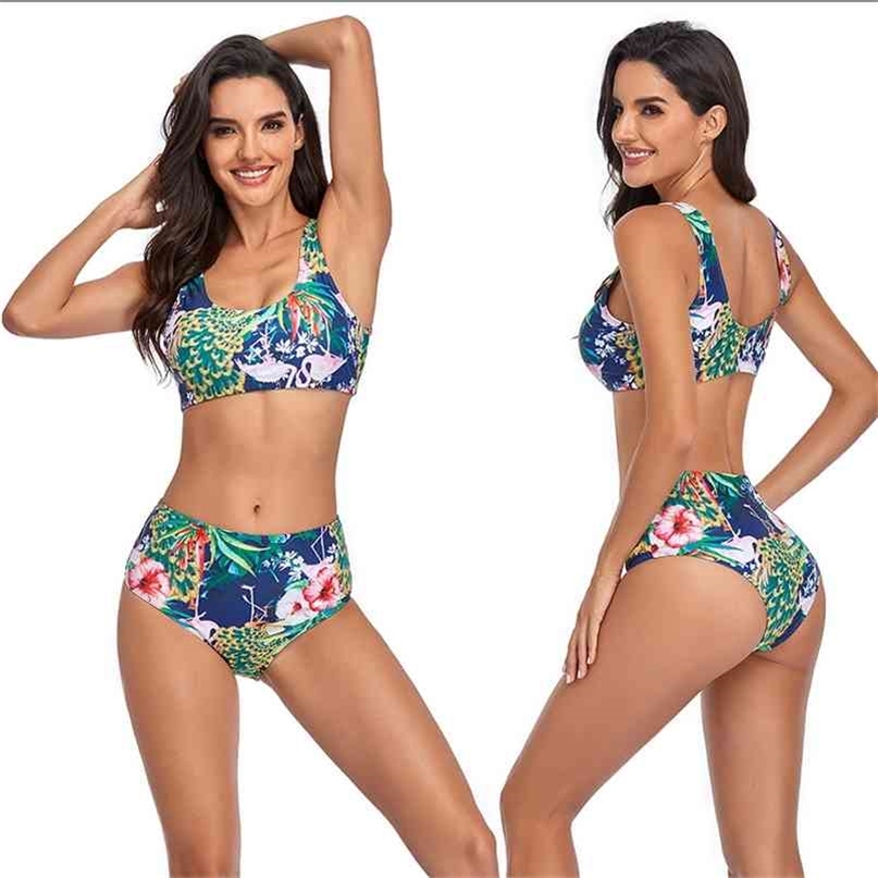 

Women Swimwear Print Bandage Swimsuit Backless Bathing Suit Bodysuit Beachwear Swim Monokini Conservative Swimming Girl 210702, Pink