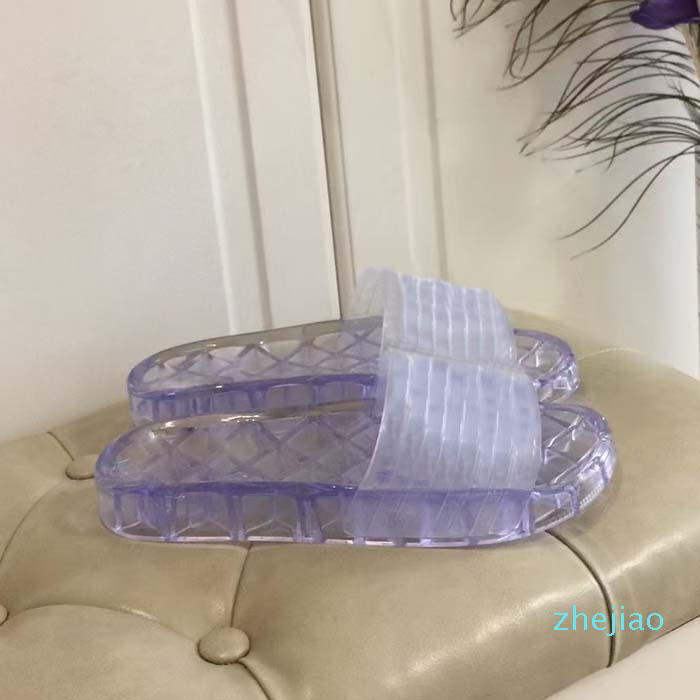 

Designer Slipper Transparent 2021 Clear Jelly Pvc Sandals Womens Luxury Glossy Pool Mules Slides Lady Rubber Slip On Sand sky blue, Blue 11