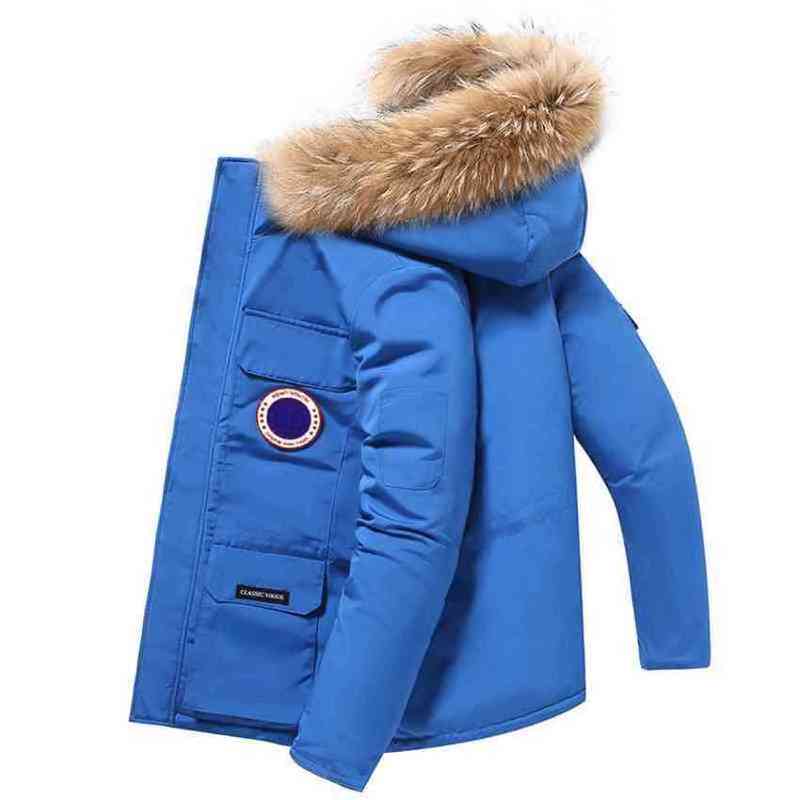 

Canadian Raccoon Dog Real Hair Collar Men And Women Lovers Tide Goose Down Jacket Thickened Parker Gooses Work Coat