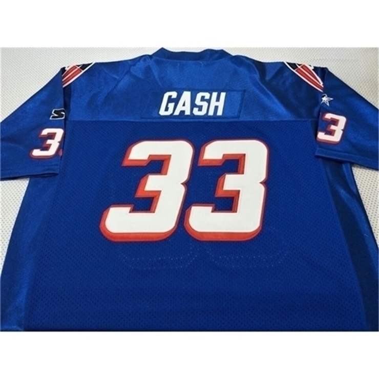 

3740SirRare 1990 Game Worn #33 Sam Gash RETRO Jersey BLUE With Team Men College Jersey Size -4XL or custom any name or number jersey