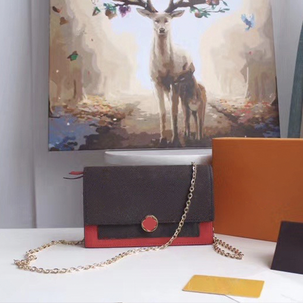 

Metal Chain Designer Shoulder Bag Women Handbags Classic Hasp Handbag Leather Tote Woman Mini Crossbody Bags Wallet With box, Black-brown flower