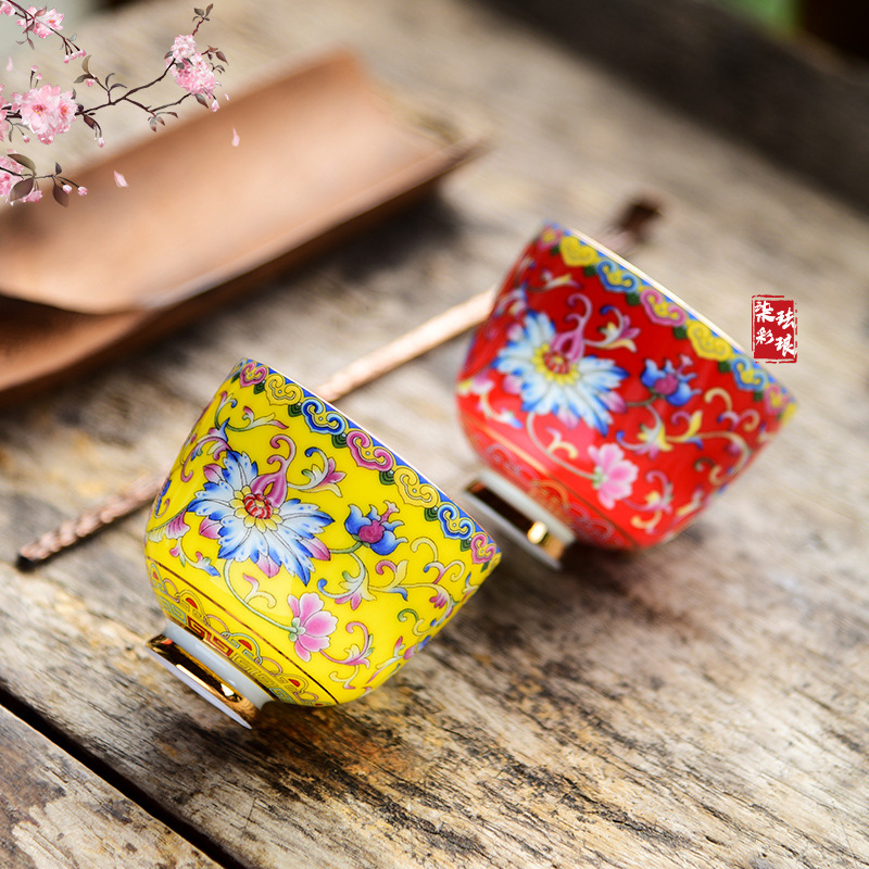 

Chengyi factory guochaofeng enamel kungfu set ceramic tea Master Cup man's palm cup