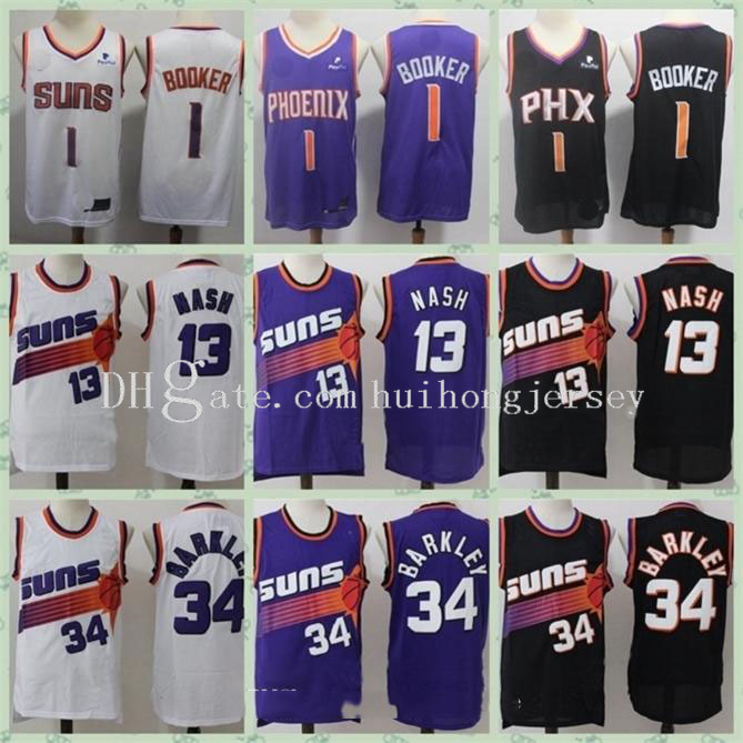 

Mens Vintage Devin 1 Booker Steve 13 Nash Charles 34 Barkley Basketball Jerseys Stitched Shirts, Color5