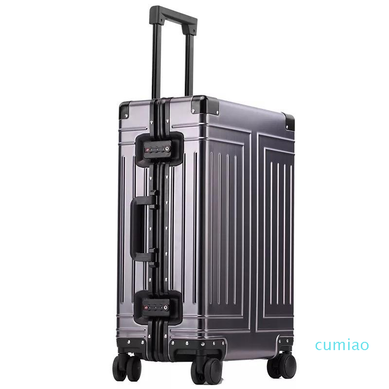 

Suitcases Top Quality 100% Aluminum Magnesium Travel Luggage 20/24/28 Inch Brand Trolley Suitcase Spinner Boarding Rolling