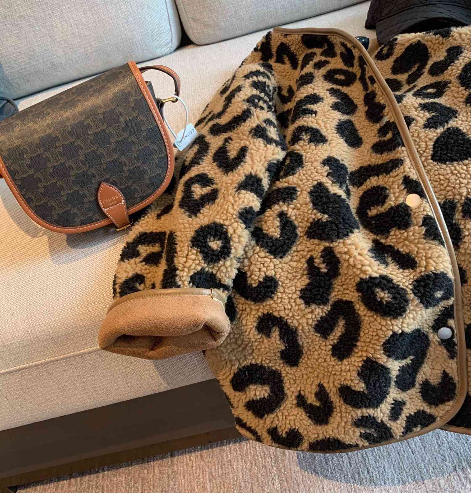 

Women's Jackets leopard print coat imitation of corvino hair, feminine spring and autumn, style, loose, thick, medium, small stuffed 4XDJ, 1# shoe box