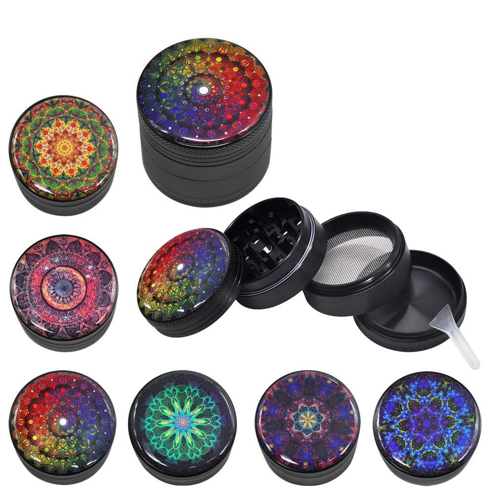

Smoking Four-layers Herbal DIA 50mm color flower of life grinders aluminum alloy tabacco grinder for smoker